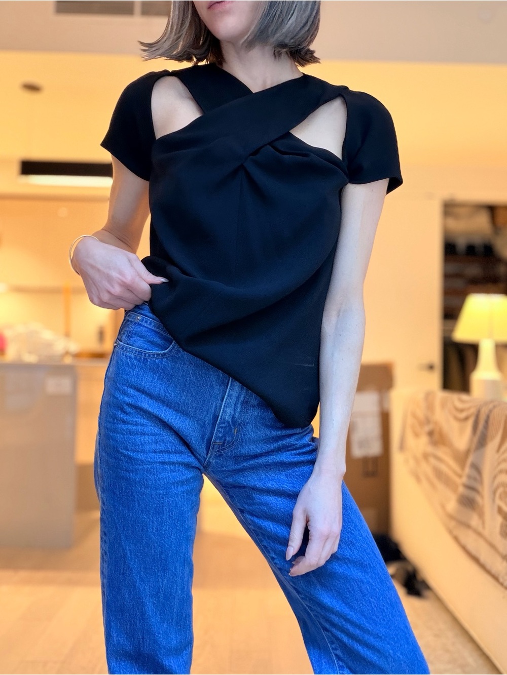 Kenzo Black Twist-Detail Cutout Blouse